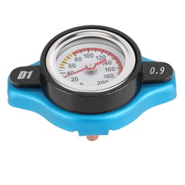 Radiator Cap with Temperature Gauge, Universal Thermostatic Radiator Cap Water Tank Cover Leakproof W/Temperature Gauge (Small Head 0.9bar)
