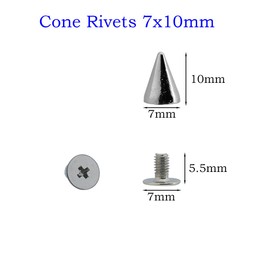 Megoto 100 Sets Cone Spikes Screwback Studs Rivets Metal Spikes Studs for Punk Style Clothing Bullet Shoes Bags Dog Collars Accessories DIY Craft Decoration (Cone 7x10mm)