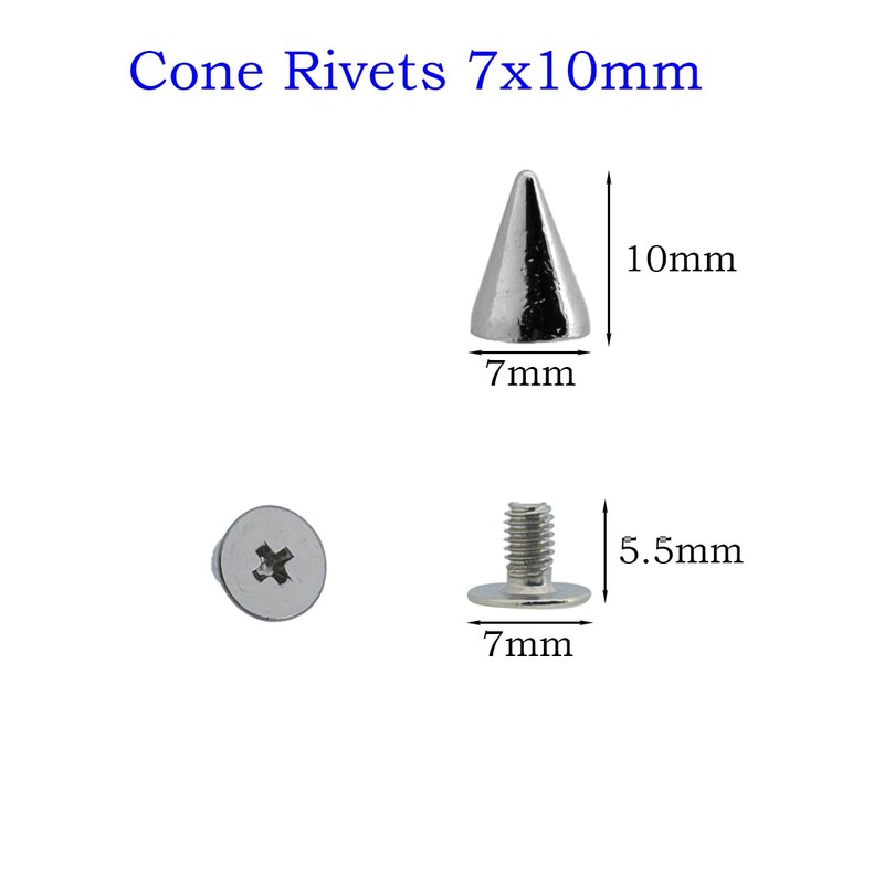 Megoto 100 Sets Cone Spikes Screwback Studs Rivets Metal Spikes