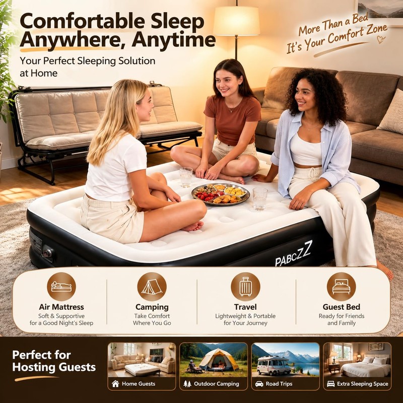 Air Mattress Twin with Built-in Pump, 18" Height, Up to