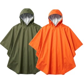 MediKomeka Emergency Products, Survival Sheet, Disaster Goods, Aluminum Sheet, Emergency Sheet, Poncho, Aluminum Blanket, Cold Protection, Waterproof, Raincoat, Insulated, Lightweight, Compact (Orange