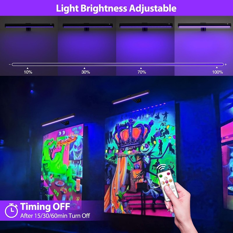 Onforu Black Light for Blacklight Tapestry,15'' Rechargeable Blacklight Picture Light