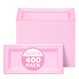 Pink 400 Pcs Small Rectangle Disposable Paper Plates