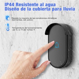 Homtronics Timbres Inalámbricos para Casa, [Impermeable] [300m de Alcance] Timbre de Puerta 1 Transmisor y 2 Receptor con 60 Melodías, 5 Niveles de Volumen, LED Indicador para Exterior
