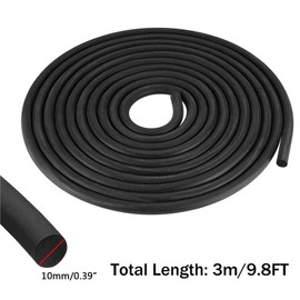 TOP-VIGOR Foam Rubber Weather Seal Strip, 10mm Dia x 3 M(L) Round Solid Rubber Weather Stripping O Type Tubing Door Seal Strip for Door, Window, Cars, Home