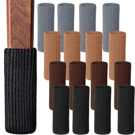 Pack of 16 Furniture Socks, Elastic Furniture Socks, Knitted, Knitted Furniture Feet, Non-Slip Pads for Furniture, Table, Floor Protection, Avoid Scratches and Noise (Black, Grey, Brown and Beige)