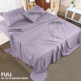 Utopia Bedding Full Sheet Set – 4 Piece Bed Sheets for Full Size Bed, Soft and Breathable Microfiber, Includes 1 Fitted Sheet, 1 Flat Sheet and 2 Pillowcases (Lavender)
