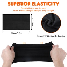 Women's Hair Band, Pack of 4, Black, 15 cm Wide Headband, Yoga, Fitness, Non-Slip Hair Bands, Soft Sweat-Absorbing Elastic Sports Headband for Women, Running, Yoga, Exercise