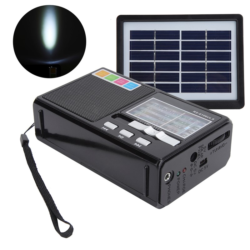 Solar Charging Radio Portable Radio with Emergency LED Flashlight Support
