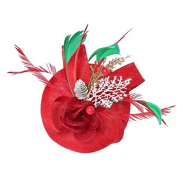 SM SunniMix Christmas Bride Hat Hair Clip Cosplay Decoration Headpiece for Carnival Birthday, Red