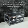 Sunydog Clear Acrylic Makeup Storage Box with 2 Drawers, Desk