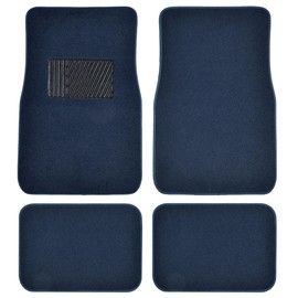 BDK Premium Carpet Blue Floor Mats for Cars - Universal Fit Interior 4-Piece Car Mats Full Set with Vinyl Heel Pad Protector - Cute Car Accessories Interior Floor Covers for SUVs & Trucks