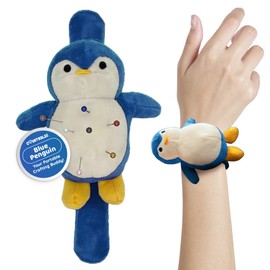 Countables Cute Penguin Wrist Pin Cushion for Sewing - Snap Bracelet Wrist Bands for Pins and Needles - Sewing Supplies and Accessories - Needle Minder & Holder - Adjustable Pincushions (Blue)