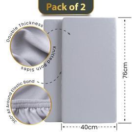 Bunnyjik Gots Organic SnuzPod 4 Compatible Fitted Sheets - Luxuriously Thick & Soft 100% Organic Combed Cotton –- Snuzpod 4 Fitted Sheet 40x75.5cm Snuz pod Crib Sheets