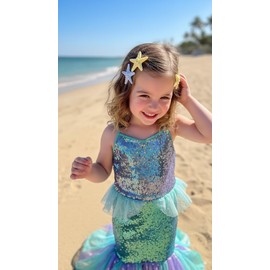 LILIE&WHITE 5 Pcs Colorful Mermaid Hair Clips For Women Unique Starfishs Claw Clips Trendy Starfish Mermaid Hair Accessories