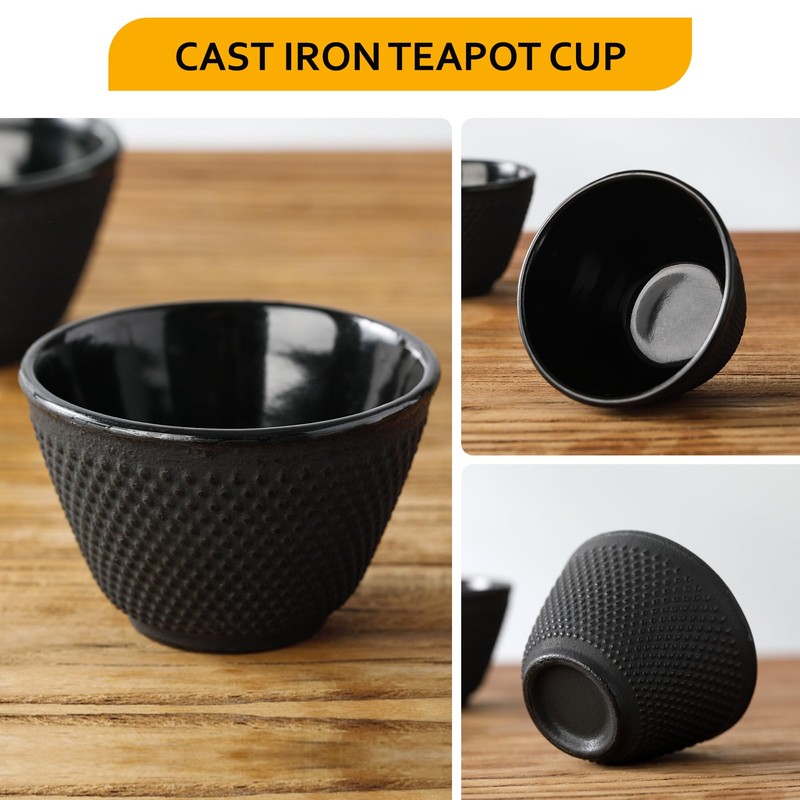 Velaze Iron Tea Cups, Japanese Style Enameled Cast Iron Teacup