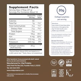 Pptidos de Colgeno en Polvo de Vital Proteins, Favorece la Salud del Cabello, Las Uas, La Piel, Los Huesos y las Articulaciones, Sabor Chocolate, 13  