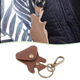 eMagTech 1Pc Brown Guitar Picks Holder Artificial PU Leather Case with Keychain and Hook for Acoustic Electric Guitar Variety Pack Bass Picks Storage Pouch Organizer for Guitar Players, Only Case