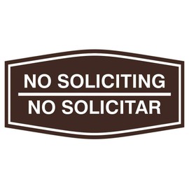 Signs ByLITA Fancy No Soliciting No Solicitar Sign (Dark Brown) - Medium