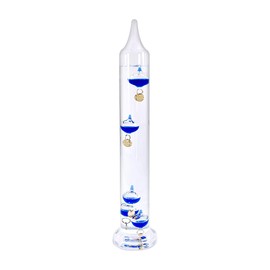 Lily's Home Galileo Thermometer 11 Inches, Measures from 64ºF to 80ºF, for Indoor Home Décor, Blue Galileo Glass Thermometer for Home, Office, Library or Covered Patio, Ideal Housewarming Gift