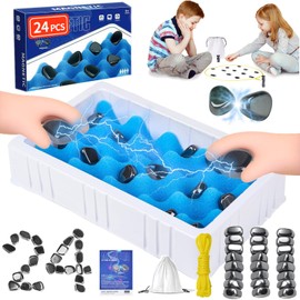 Juego de Ajedrez Magnético, Juegos de Mesa de Imanes, Juegos de Estrategia con Ranura de Esponja y Cuerda, Magnetic Chess Game, Tablero de Ajedrez Piedra Magnético Portátil para Fiestas Familiares