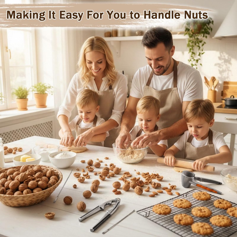 Purpeak 6 Pcs Nutcracker Nut and Walnut Cracker Kit Metal