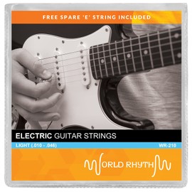 World Rhythm Electric Guitar Strings - Light (.011 - .052) Gauge Guitar Strings with Spare High e String