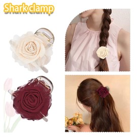 Rose Claw Clips for Women Girls Flower Hair Clips Decorations for Party Prom Wedding Rose Hair Clip Set for 2