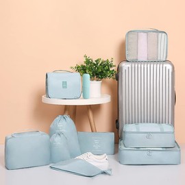 Packing Cubes for Suitcase, Toifucos 10pcs/set Travel Packing Cubes Travel Luggage Packing Organizers Waterproof Travel Compression Suitcase Bag Travel Essential Bag (Blue)