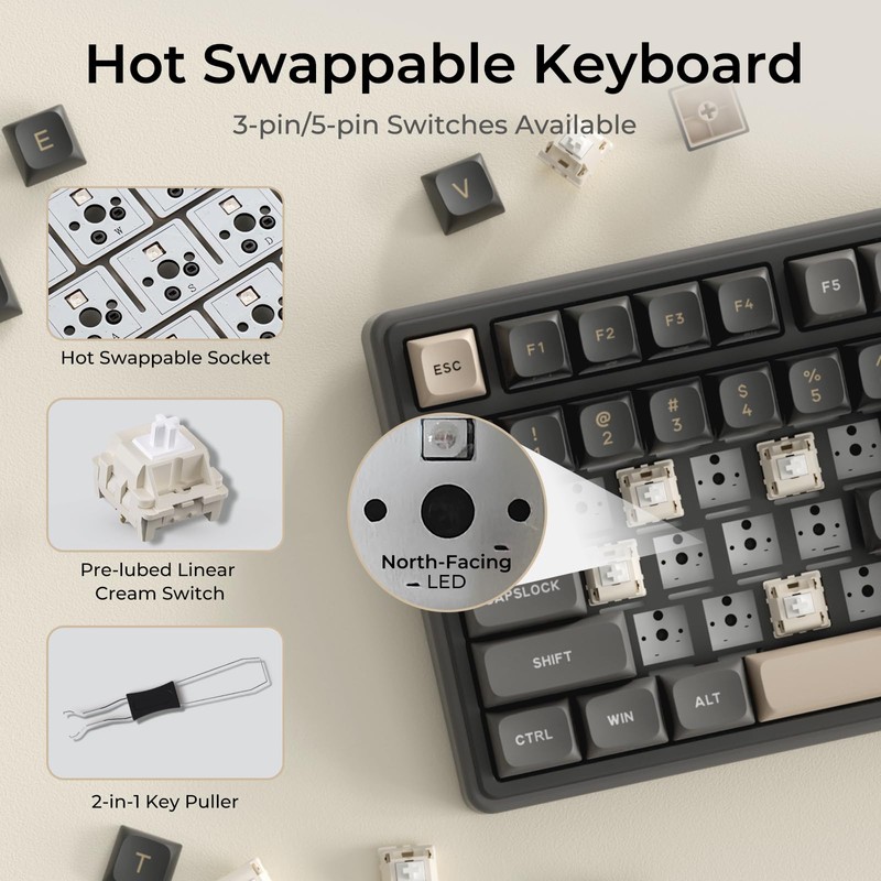 RK ROYAL KLUDGE R98 Pro Wired Mechanical Keyboard, 96% Creamy