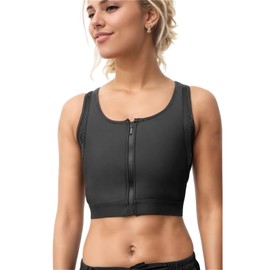 Funyco Trans Women's Binder, Updated Setting 90% Latex-Containing Chest Binder with Zip Front, Half Chest Binder for Tomboy, Transgen, FTM, Comfortable, Breathable and Adjustable, black