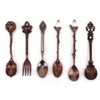 6 Pcs/Set Vintage Carved Coffee Spoons Teaspoons Retro Zinc Alloy