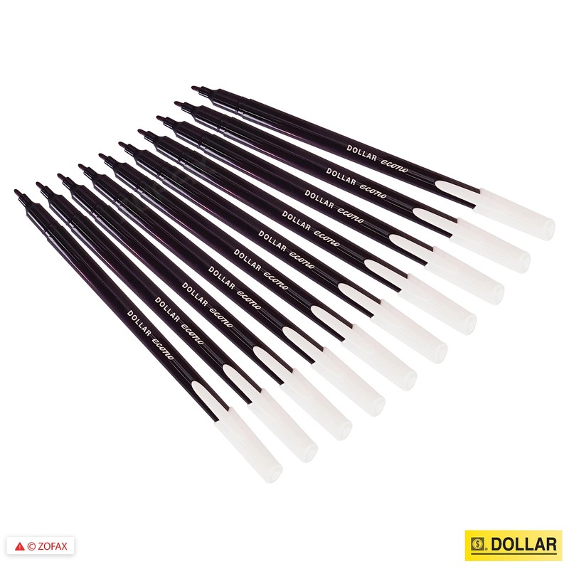 Dollar FeltStic Felt Tip Pens, BLACK, Pack of 10, Fine