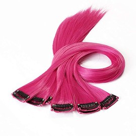 Lurrose 10 Piezas De Horquilla Súper Larga Extensiones De Cabello Extensiones De Cabello Liso Clip En Extensiones Clips De Cabello Coloridos La Peluca Se Puede Planchar Alisador De