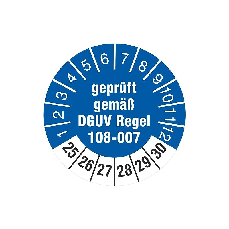 200 test labels 30 mm bearing equipment tested DGUV rule