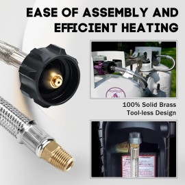 Moasker 3FT 1/4 Inch Male NPT RV Propane Hose LP Gas Hose Stainless Steel Braided RV Pro