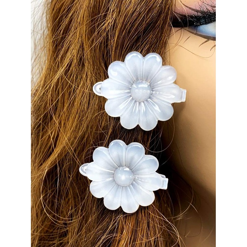 Tara Girls Self Hinge Plastic Flower Hair Barrettes 18 Pieces