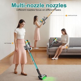 SPZTJK Cordless Vacuum Cleaner, 550W 65Kpa 40Mins Vacuum Cleaners for Home, LED Screen Stick Vacuum Cleaners, Anti-Tangle 1.2L Dust Cup, 4 in 1 Lightweight Vacuum for Hardwood Floor Carpet Pet Hair