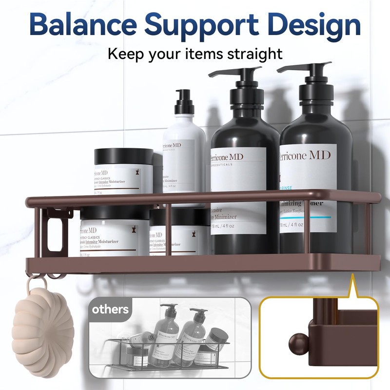 YASONIC Shower Caddy Adhesive, No Drill Bathroom Shower Organizers, with