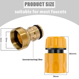 Universal Kitchen Mixer Tap Hose Connector & End Quick Connector, Kitchen Sink to Outside Hose Pipe Fitting,Universal Kitchen Tap Connector,for Standard Indoor Threaded Tap