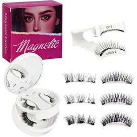 2 Pares Superior e Inferior de Pesta?as Magn?ticas Naturales sin Pegamento, Set de 4 Piezas para 1 Par Completo, Pesta?as Postizas Magn?ticas con Apli