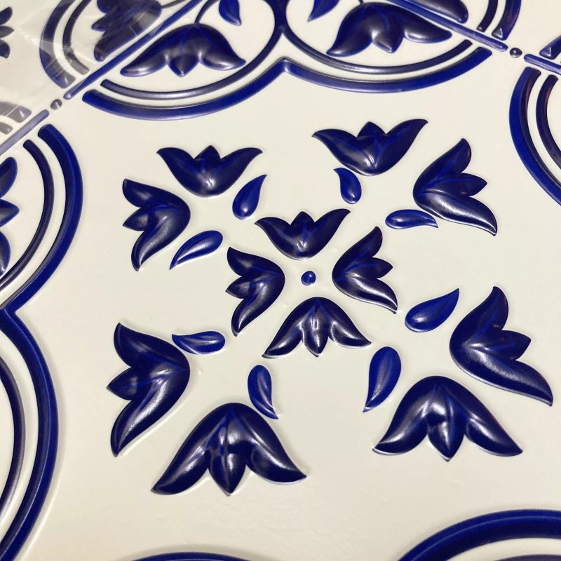 Tool Bench Hardware 3D Blue White Floral Peel Stick Vinyl