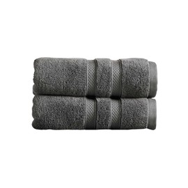 Christy Chroma Hand Towels Set | Set of 2 | Highly Absorbent Heavyweight 675GSM | Bold and Bright | Soft Velvety Smooth Bathroom Shower Towels | 100% Cotton | Ash Grey