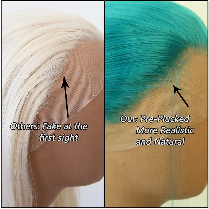 Towarm Dark Green Wig Long Straight Teal Emerald Green Synthetic