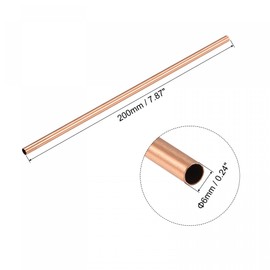 sourcing map Copper Round Tube 6 mm Outer Diameter 0.25 mm Wall Thickness 200 mm Length Pipe