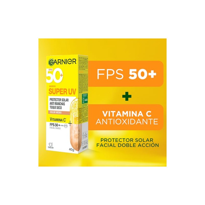 Garnier Protector Solar FPS50 Super UV Toque Seco Color Tono