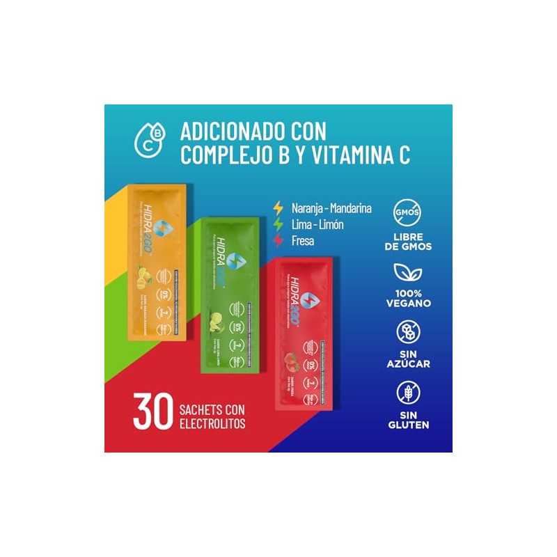 Hidra2go, Electrolitos Sin Azucar, Con Vitamina C, Complejo B, Magnesio