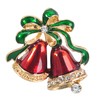 Gyn&Joy Painted Enamel Rhinestone Red Christmas Jingle Bells Brooch Pin