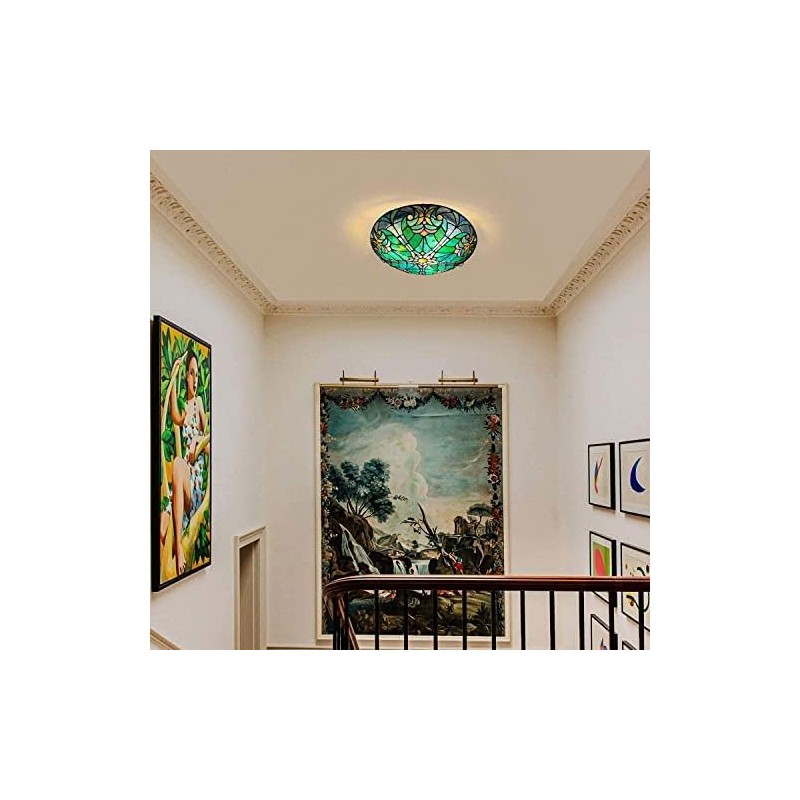 ARTZONE Tiffany Ceiling Lights, Stained Glass Ceiling Light 3-Lights 16