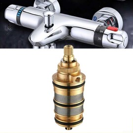 Thermostatic Cartridge Replacement, Temperature Control Handle for Replacement Compatible with Most Shower Fittings Replacement Brass Thermostat Cartridge for Mixer